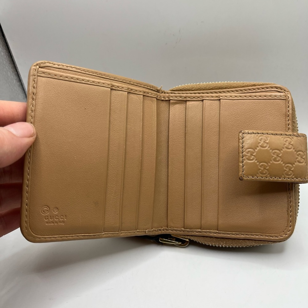 Auth Gucci Shima Micro Gucci Sima Bifold Compact Wallet light brown leather - Picture 6 of 11
